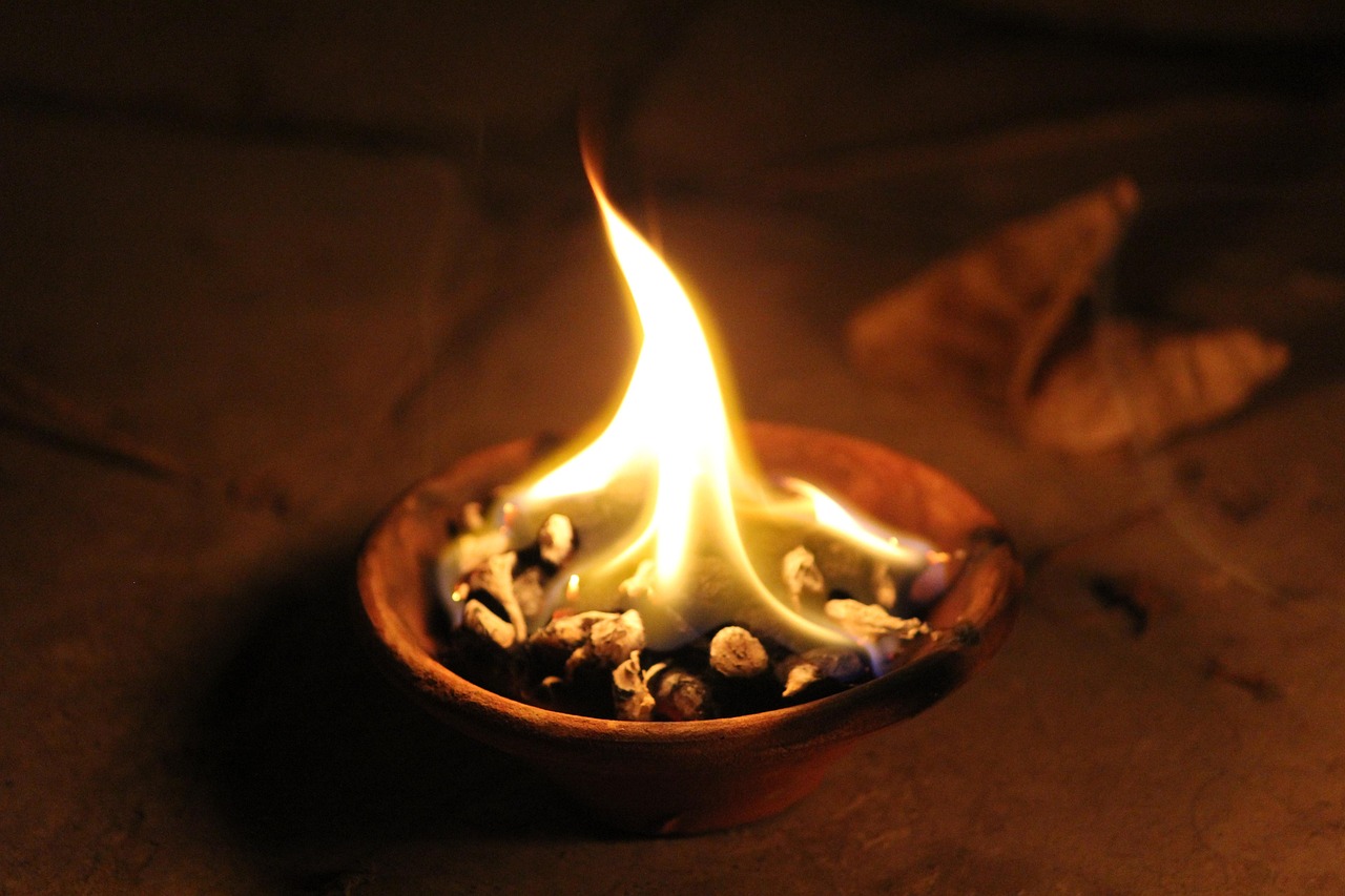 Rows of lit clay diyas arranged for Diwali